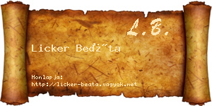 Licker Beáta névjegykártya